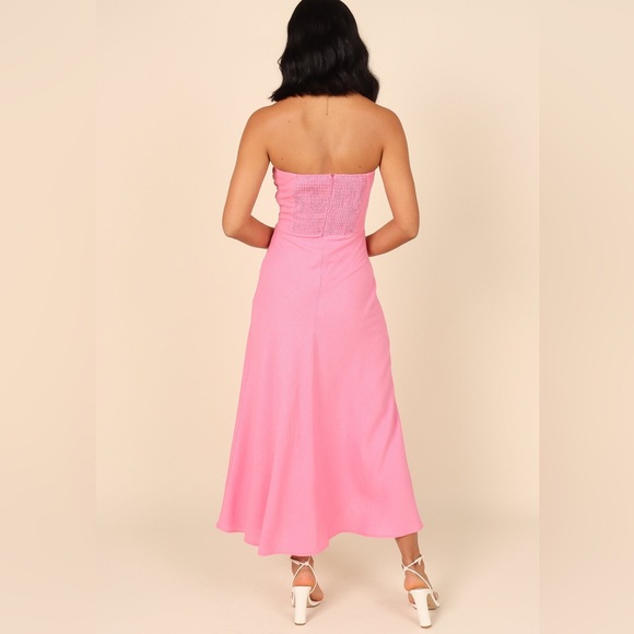 Petal & Pup Rosetta Strapless Pink Maxi Dress US 14 Linen Blend NWT - Picture 5 of 10
